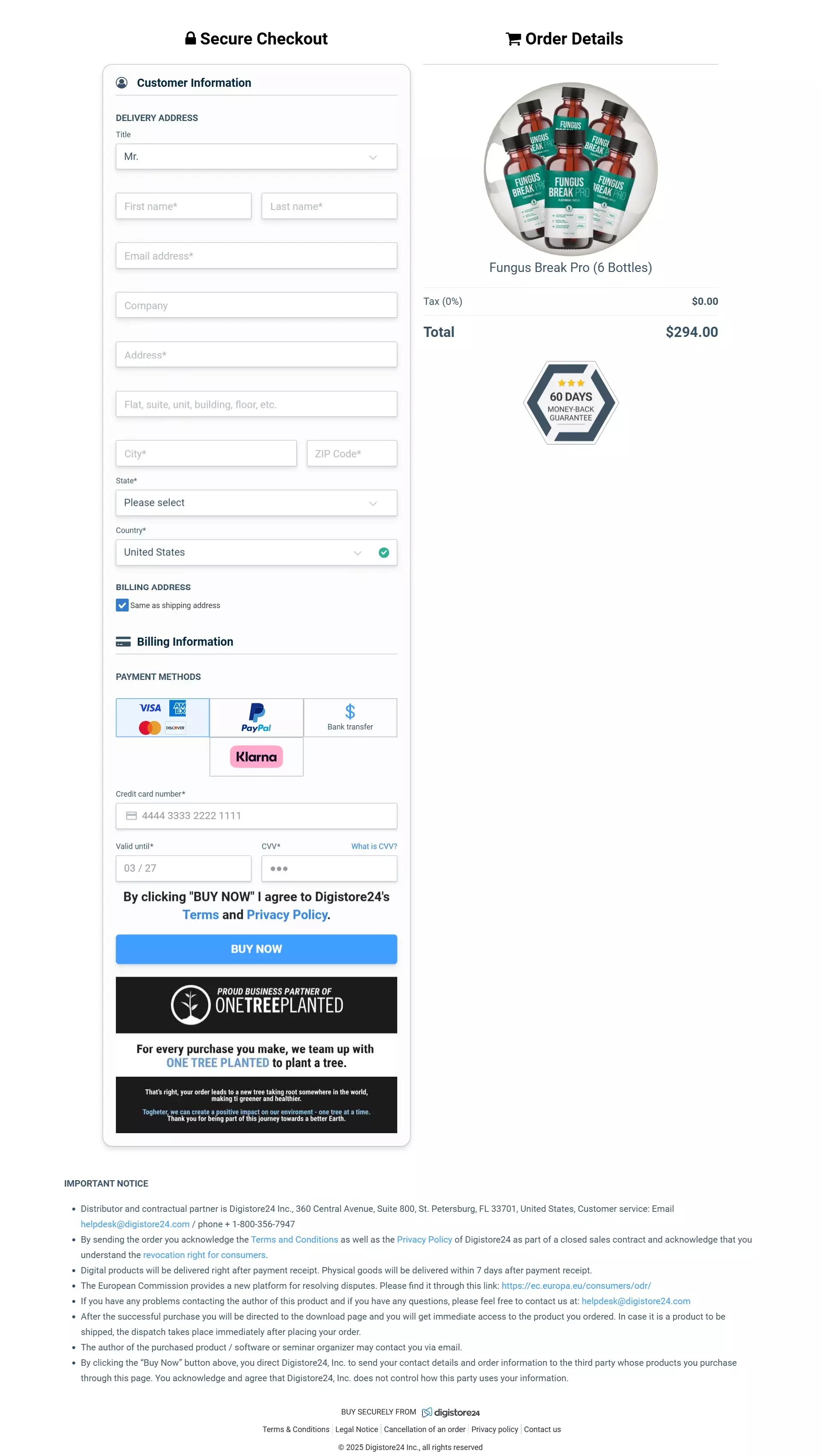 Fungus Break Pro order form